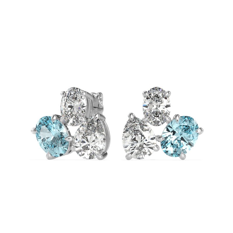 Oval & Pear Trio Stud Earrings