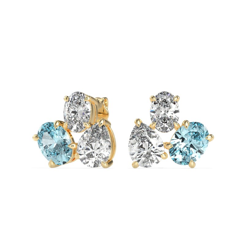 Oval & Pear Trio Stud Earrings