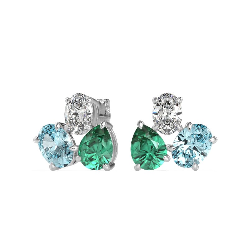 Oval & Pear Trio Stud Earrings