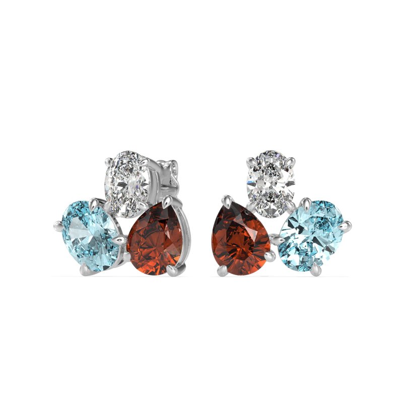 Oval & Pear Trio Stud Earrings