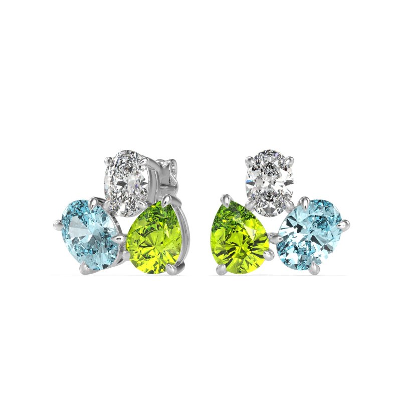 Oval & Pear Trio Stud Earrings