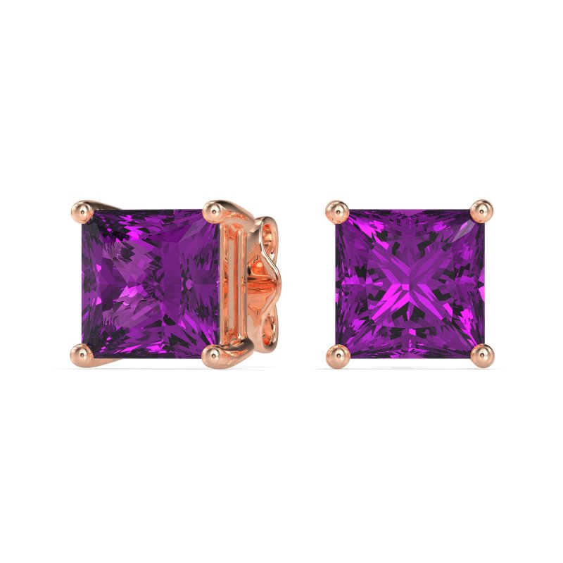 Classic Princess Cut Stud Earrings