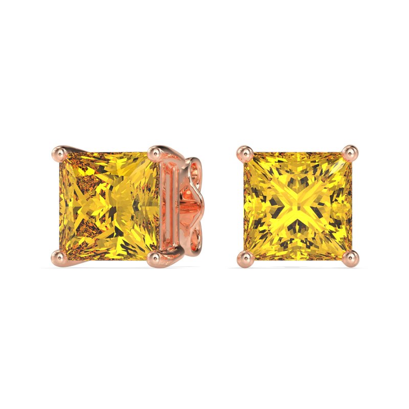 Classic Princess Cut Stud Earrings