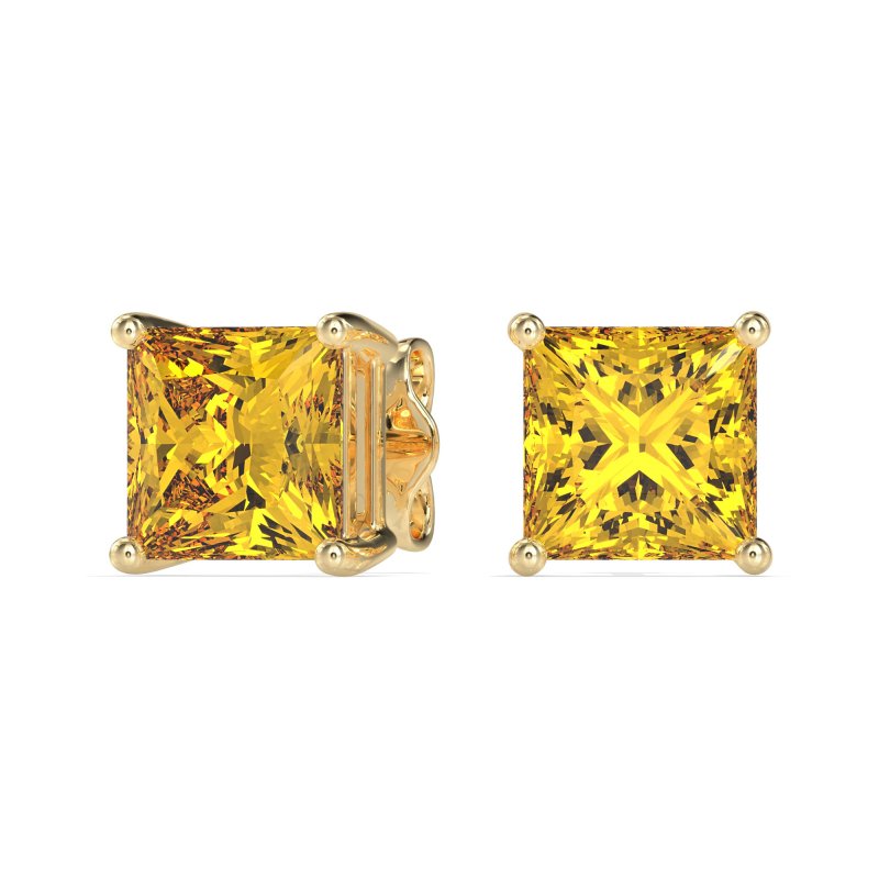 Classic Princess Cut Stud Earrings