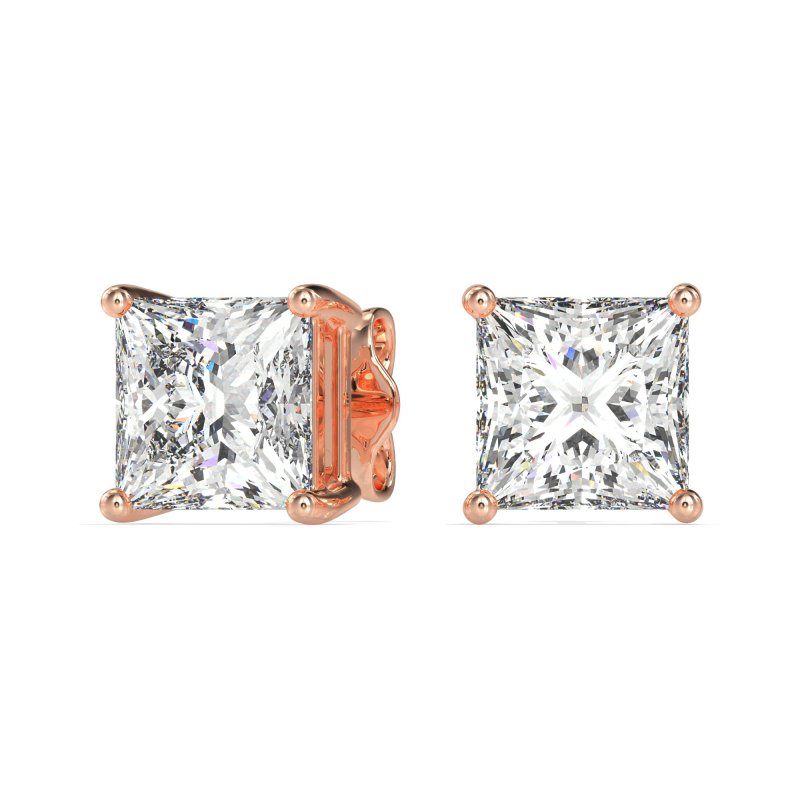 Classic Princess Cut Stud Earrings