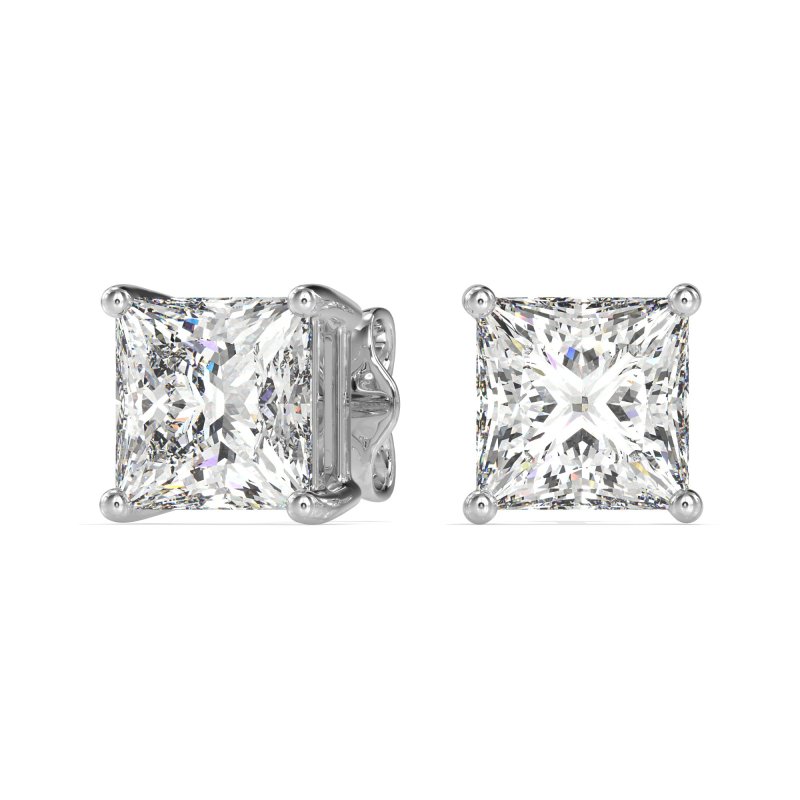 Classic Princess Cut Stud Earrings