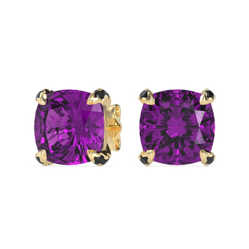 Hidden Stone Cushion Stud Earrings