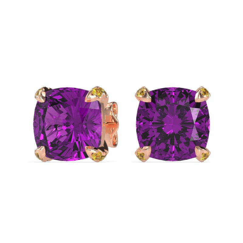 Hidden Stone Cushion Stud Earrings