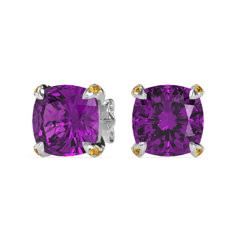 Hidden Stone Cushion Stud Earrings