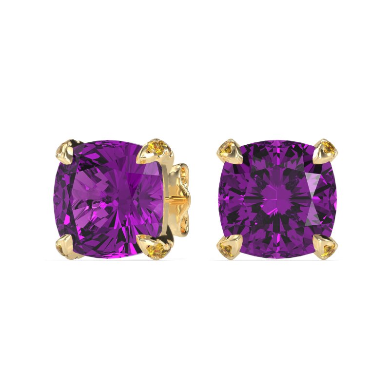 Hidden Stone Cushion Stud Earrings