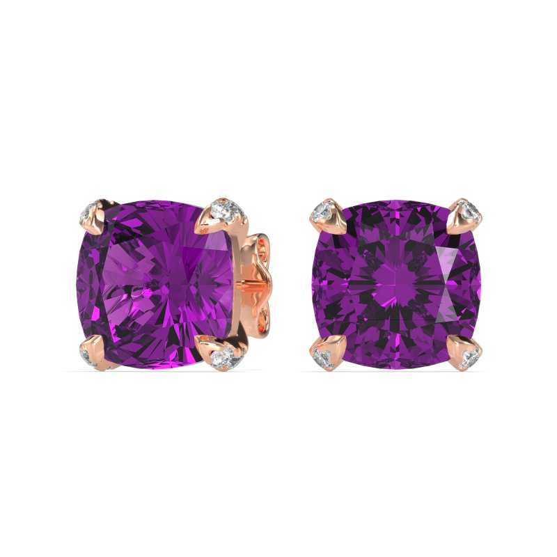 Hidden Stone Cushion Stud Earrings