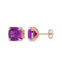 Hidden Stone Cushion Stud Earrings