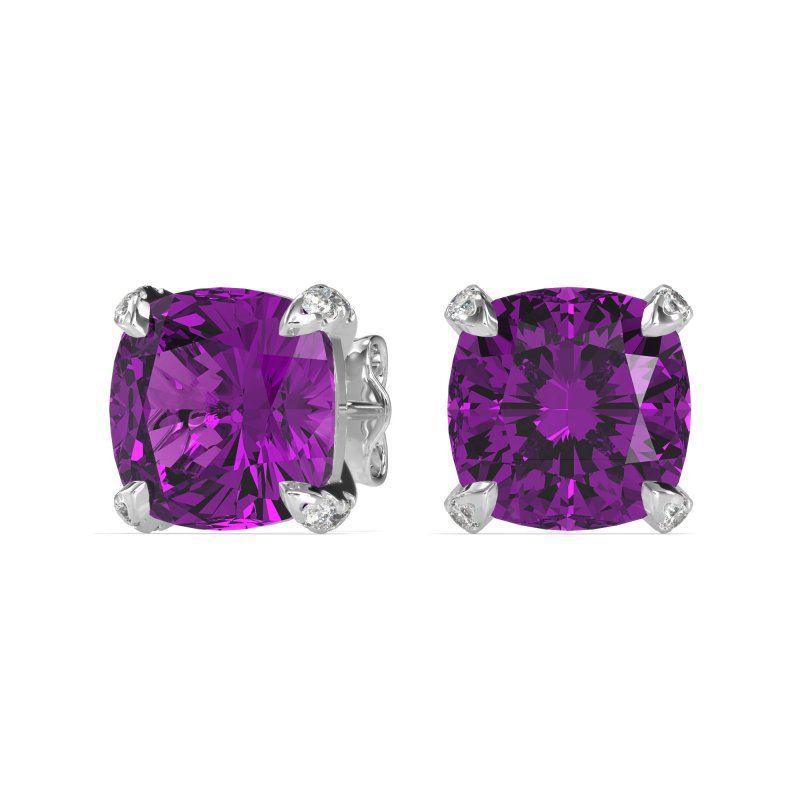 Hidden Stone Cushion Stud Earrings