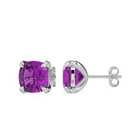 Hidden Stone Cushion Stud Earrings
