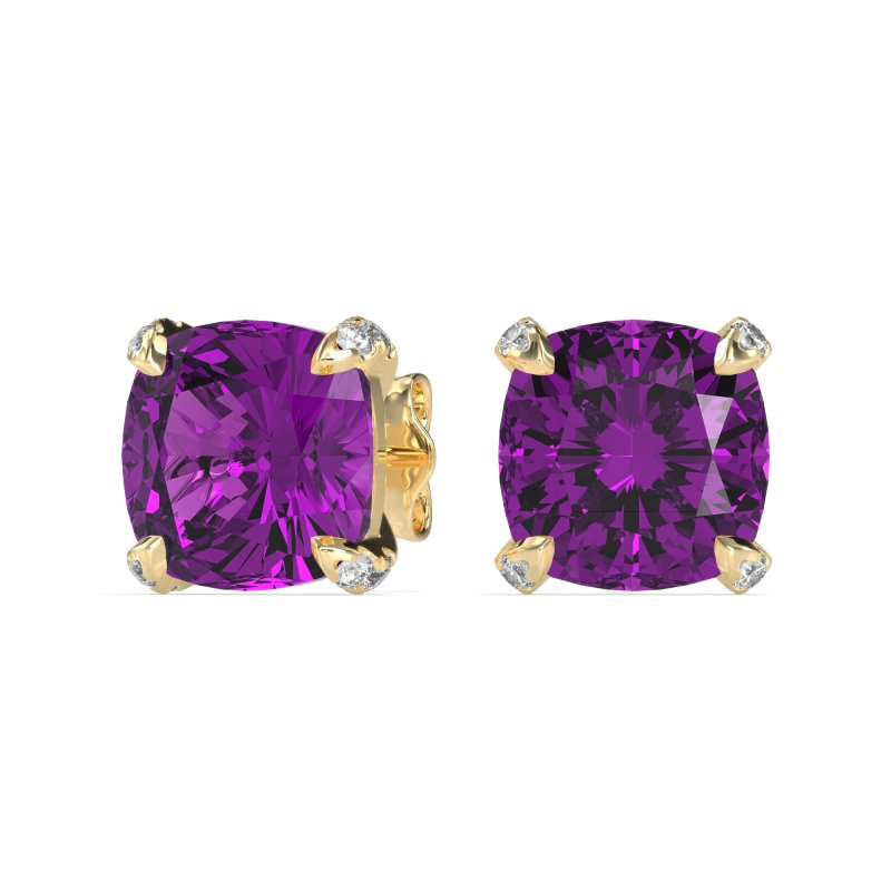 Hidden Stone Cushion Stud Earrings