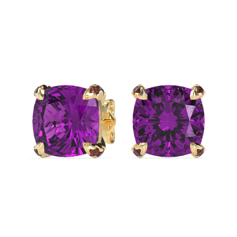 Hidden Stone Cushion Stud Earrings