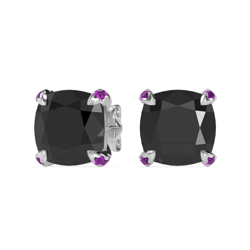 Hidden Stone Cushion Stud Earrings