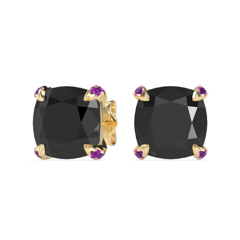 Hidden Stone Cushion Stud Earrings
