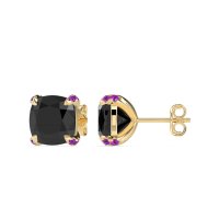 Hidden Stone Cushion Stud Earrings