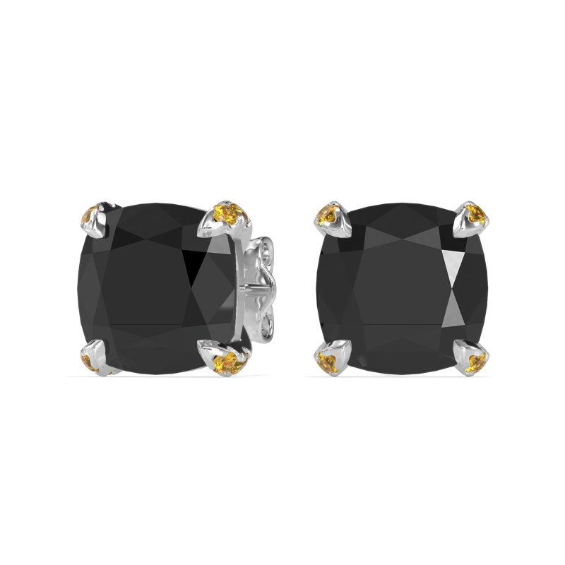 Hidden Stone Cushion Stud Earrings