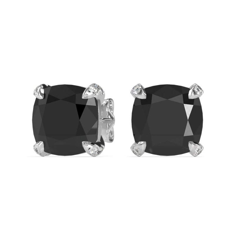 Hidden Stone Cushion Stud Earrings