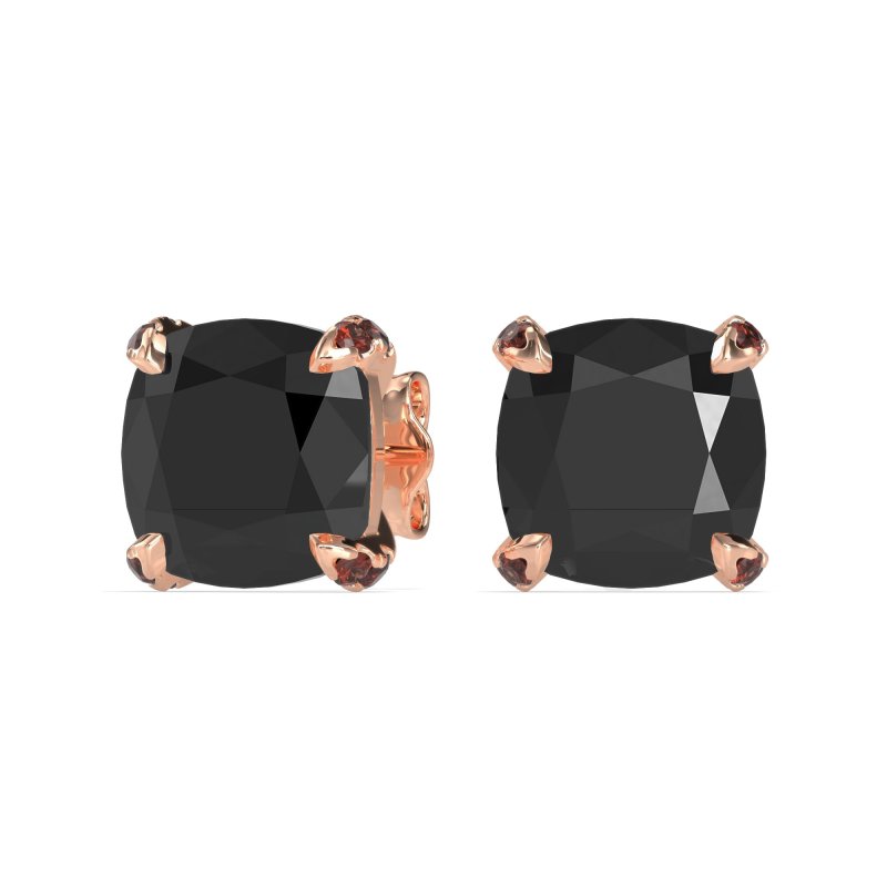 Hidden Stone Cushion Stud Earrings