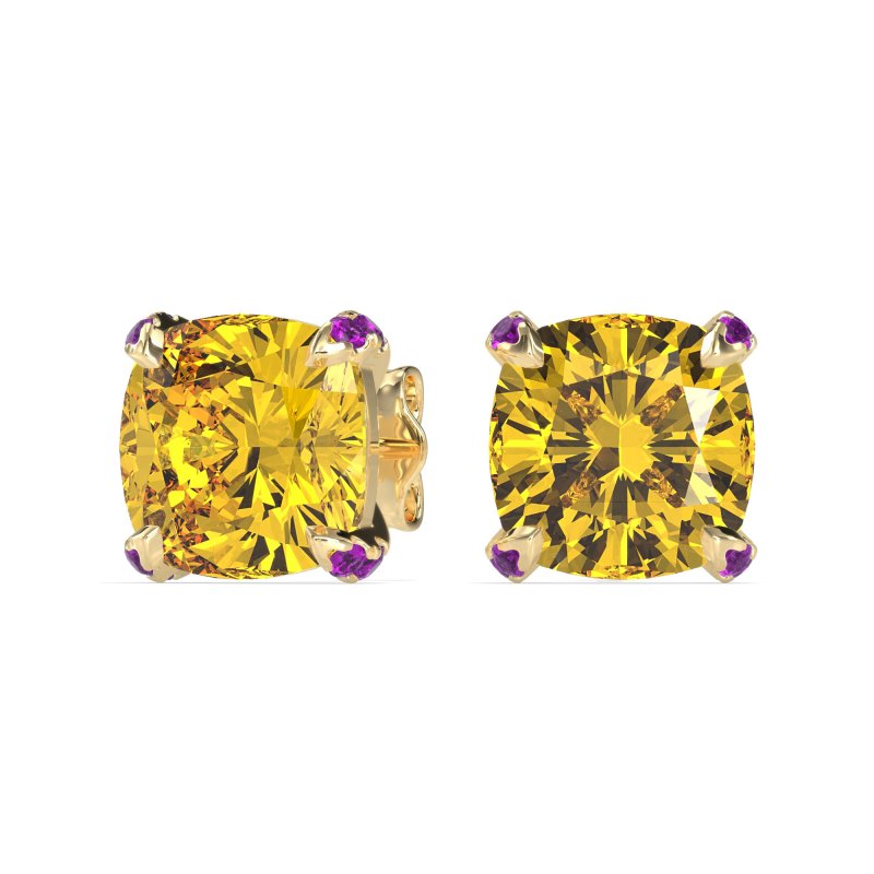 Hidden Stone Cushion Stud Earrings