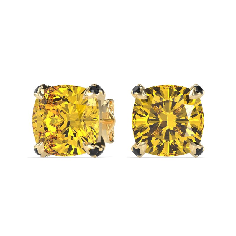 Hidden Stone Cushion Stud Earrings