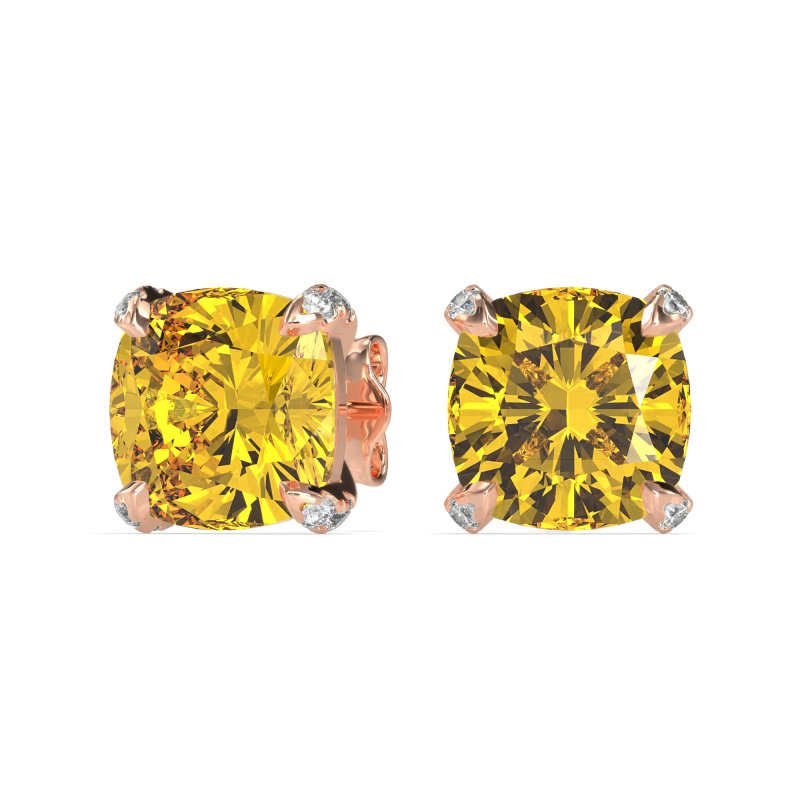 Hidden Stone Cushion Stud Earrings