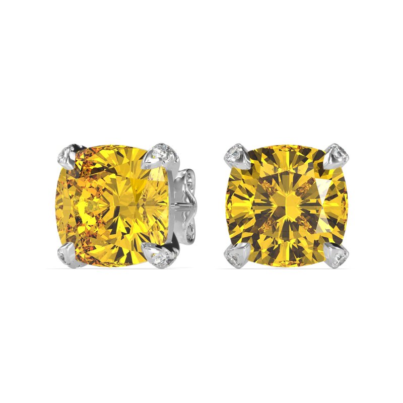 Hidden Stone Cushion Stud Earrings