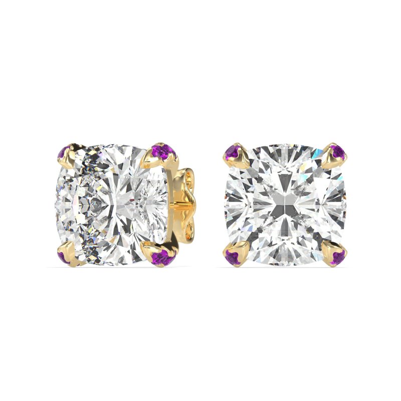 Hidden Stone Cushion Stud Earrings