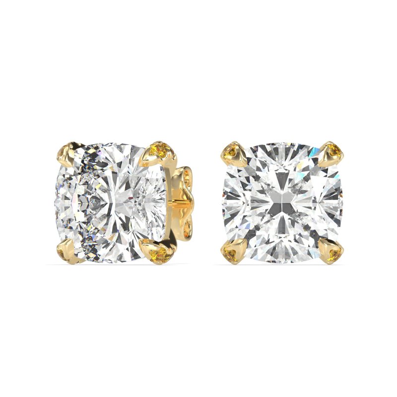 Hidden Stone Cushion Stud Earrings
