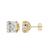 Hidden Stone Cushion Stud Earrings