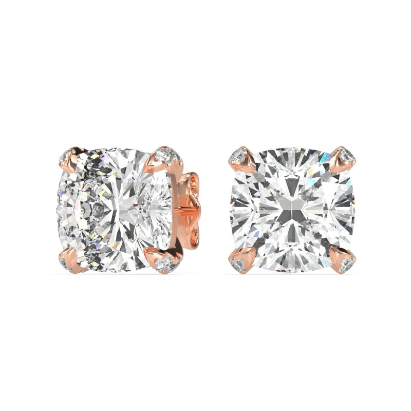 Hidden Stone Cushion Stud Earrings