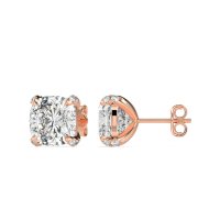 Hidden Stone Cushion Stud Earrings