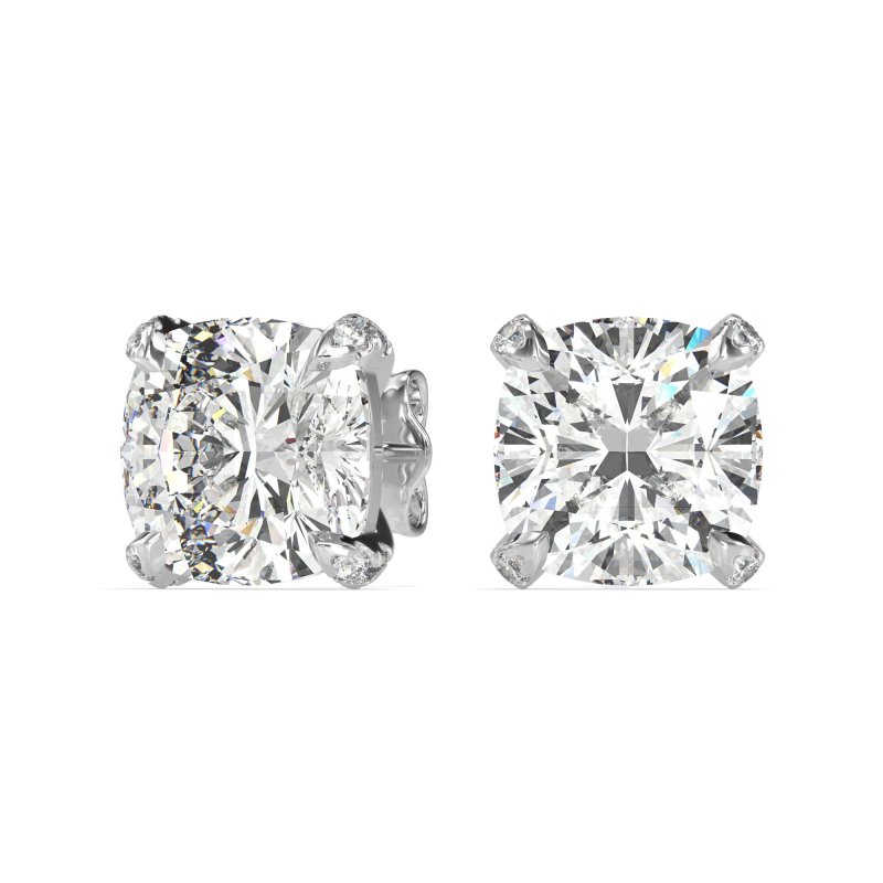 Hidden Stone Cushion Stud Earrings