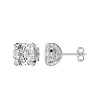 Hidden Stone Cushion Stud Earrings