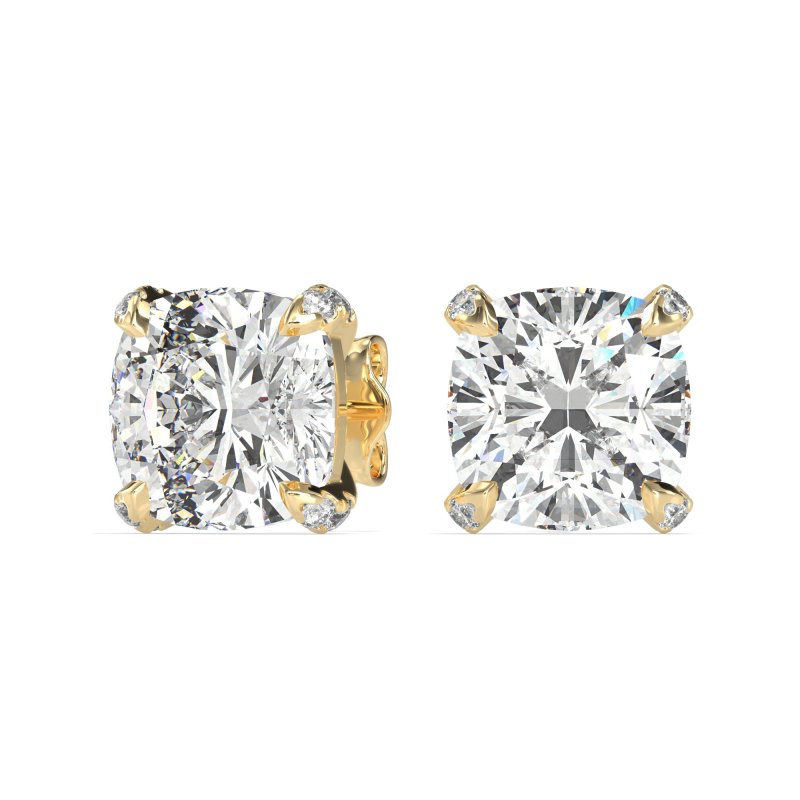 Hidden Stone Cushion Stud Earrings