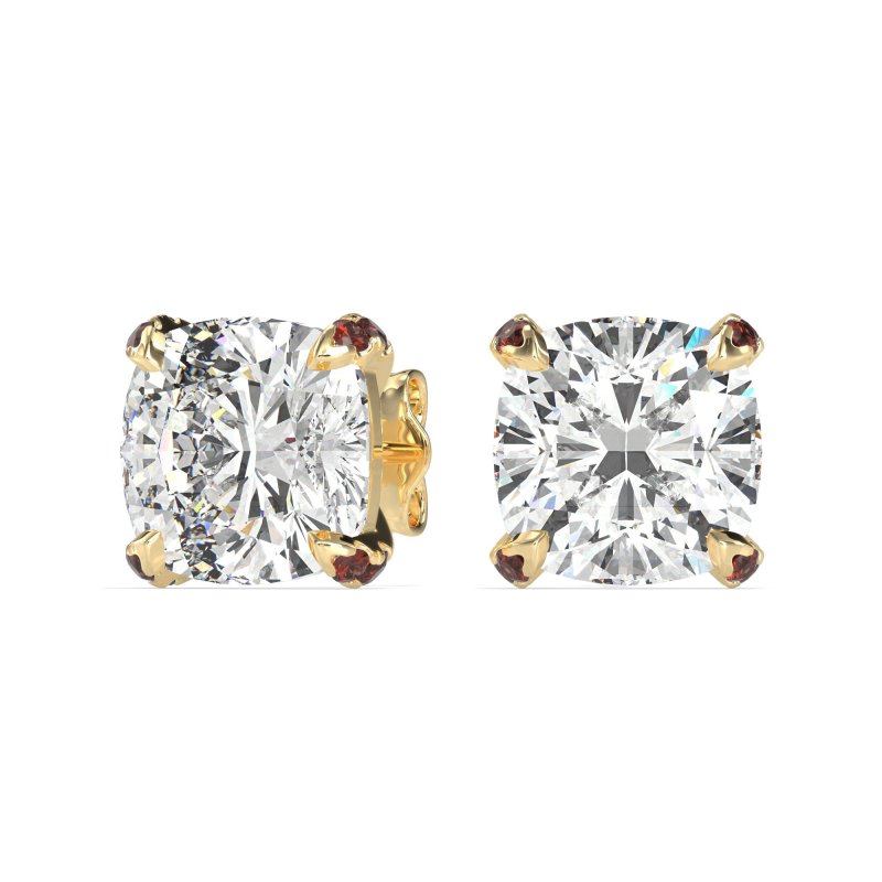 Hidden Stone Cushion Stud Earrings