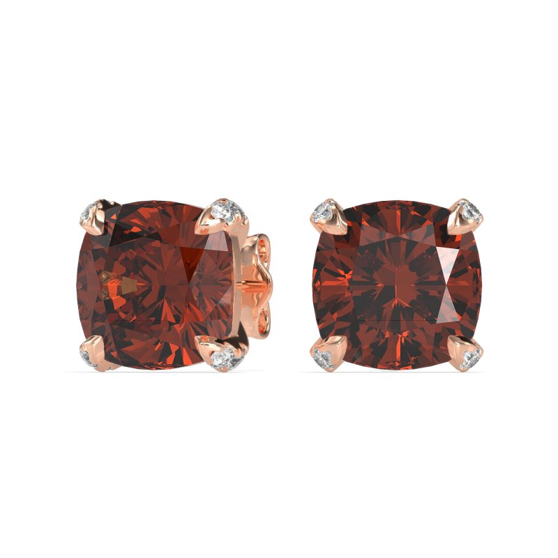 Hidden Stone Cushion Stud Earrings