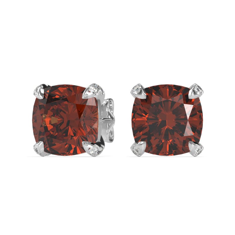 Hidden Stone Cushion Stud Earrings