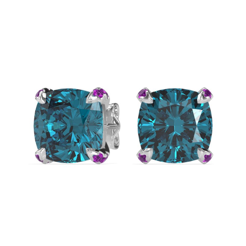 Hidden Stone Cushion Stud Earrings