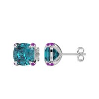 Hidden Stone Cushion Stud Earrings