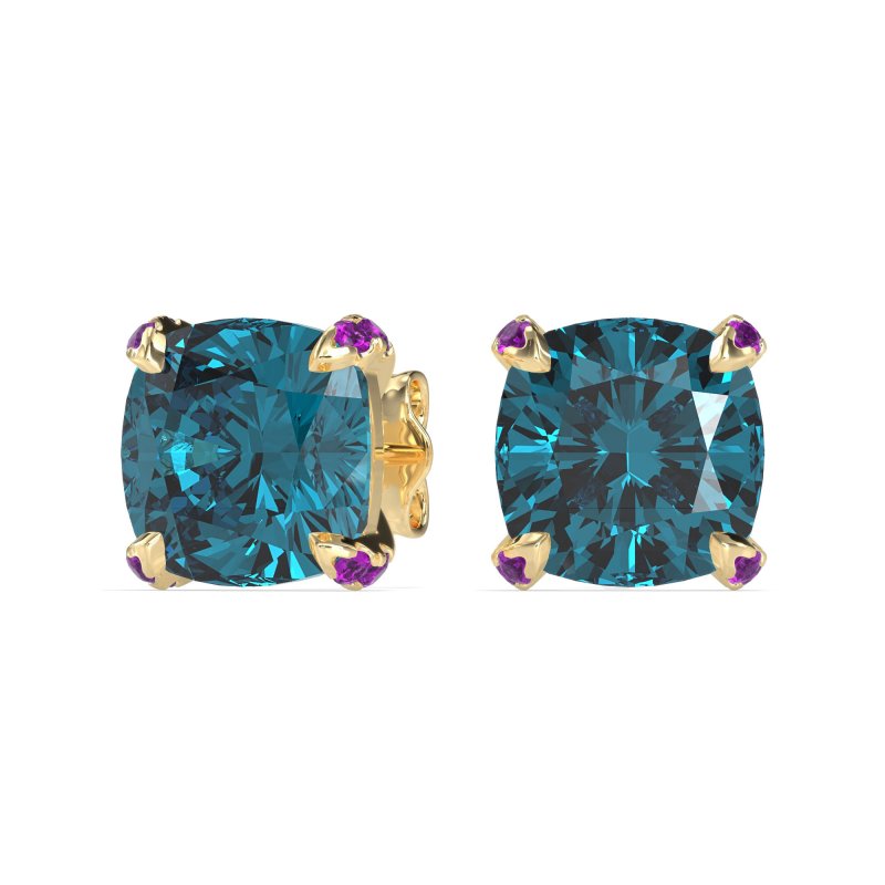 Hidden Stone Cushion Stud Earrings