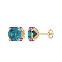 Hidden Stone Cushion Stud Earrings