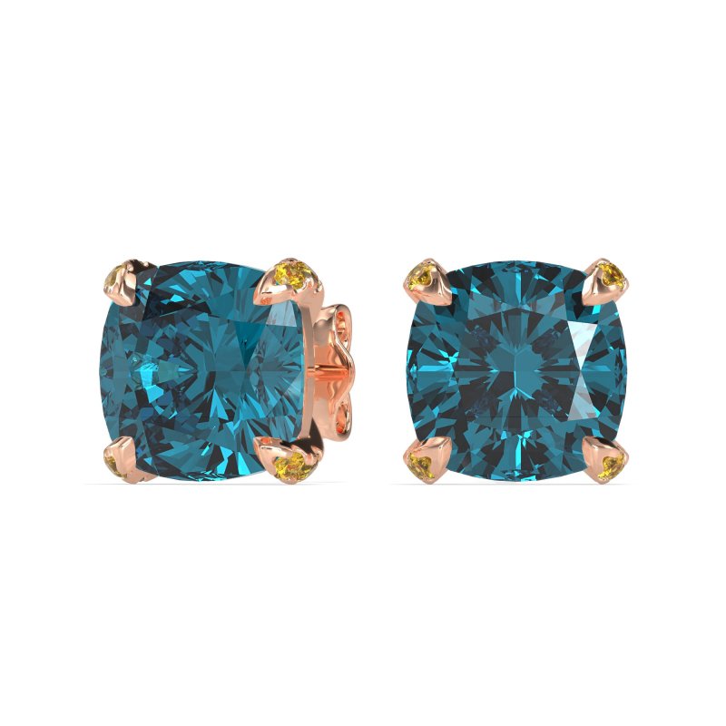 Hidden Stone Cushion Stud Earrings