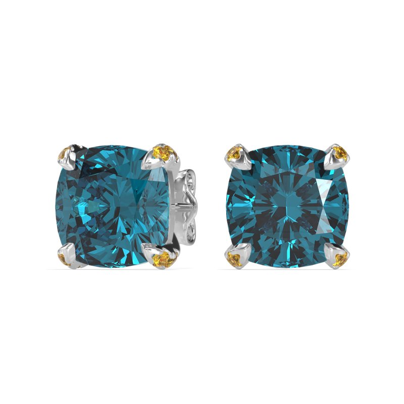 Hidden Stone Cushion Stud Earrings