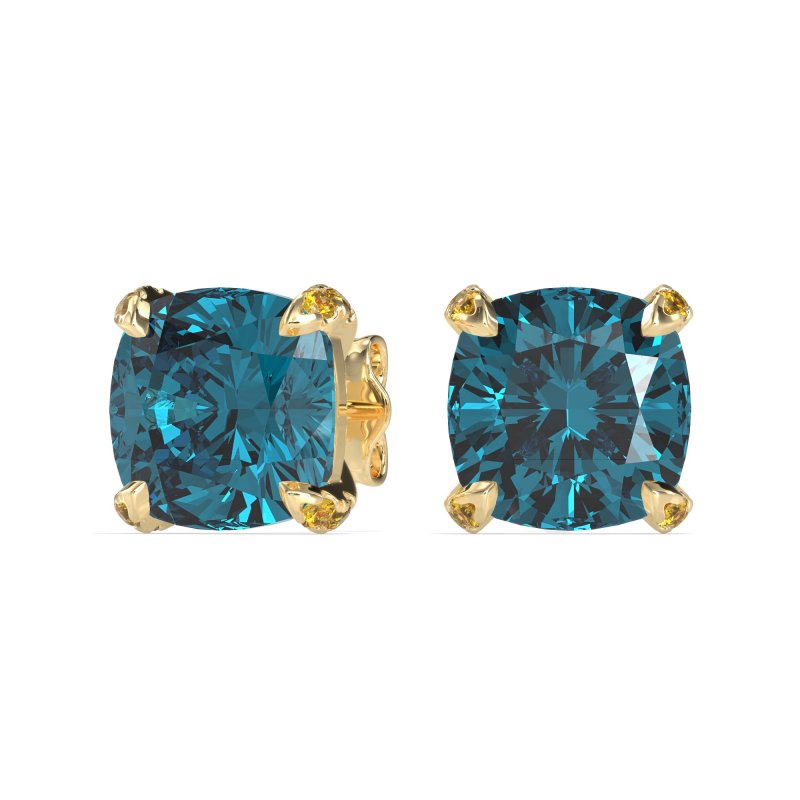 Hidden Stone Cushion Stud Earrings