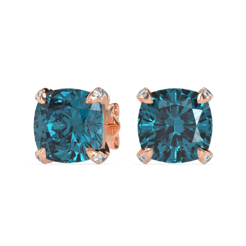 Hidden Stone Cushion Stud Earrings
