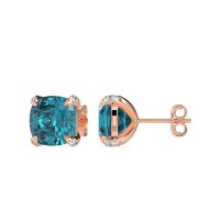 Hidden Stone Cushion Stud Earrings